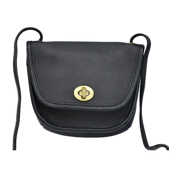 Vintage Coach Bag Everett Crossbody Black Leather Purse USA #9934 Small Mini - Picture 1 of 10